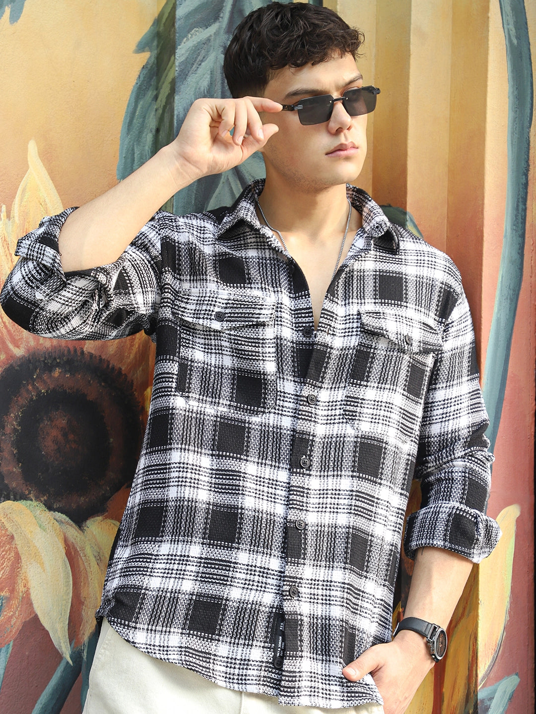 Chrome Fever Black Check Full Sleeve Shirt