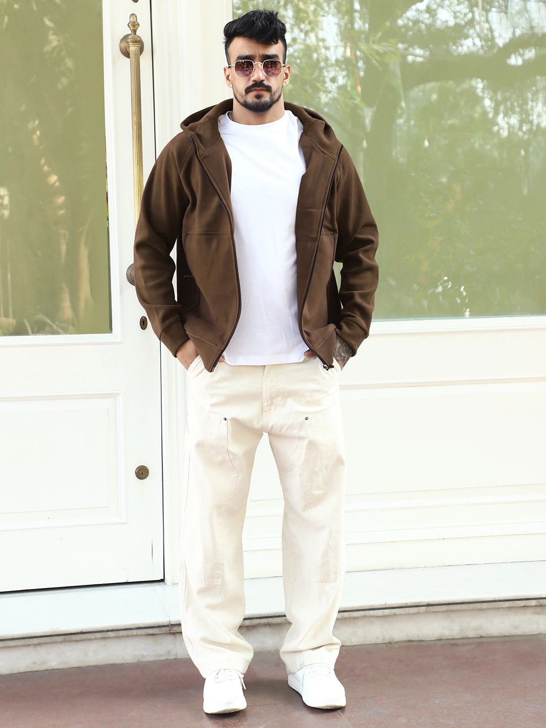 Wayfarer Dark Brown Velvet Zipper Hoodie