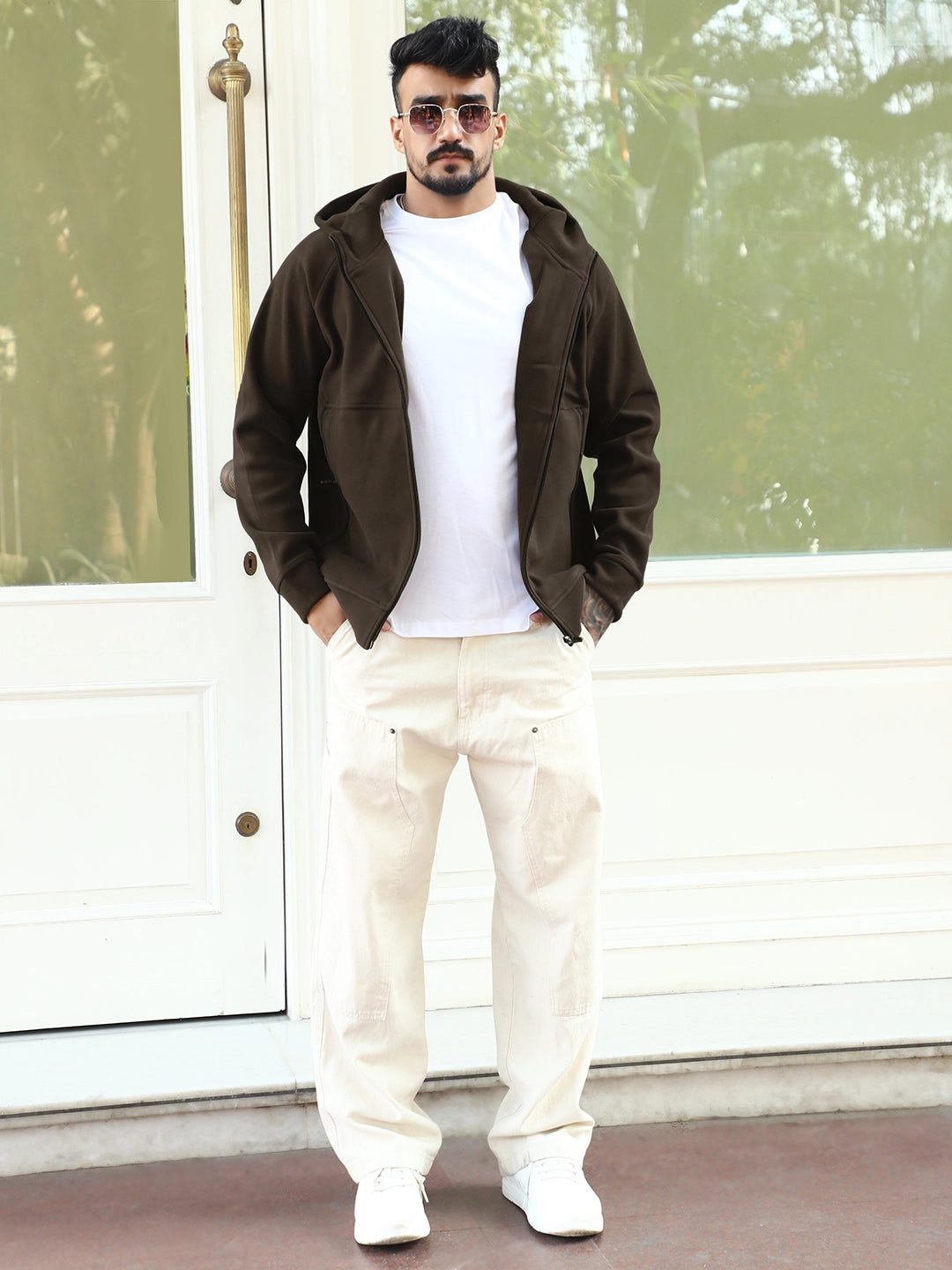 Wayfarer Coffee Velvet Zipper Hoodie