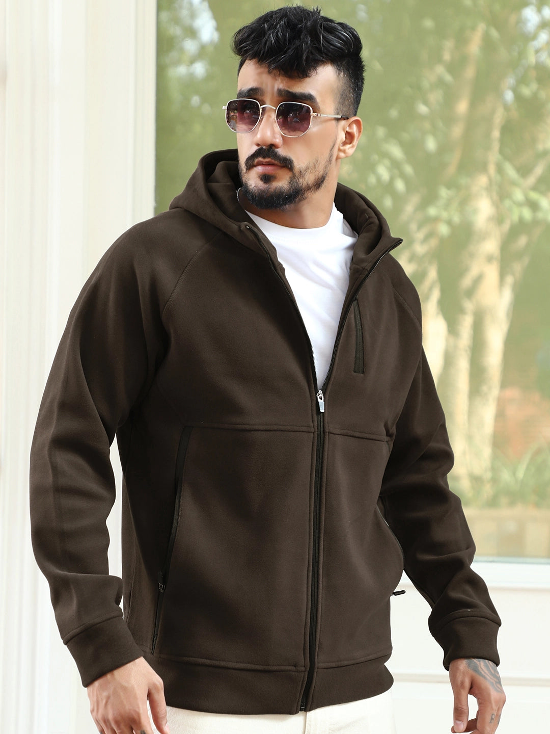 Wayfarer Coffee Velvet Zipper Hoodie