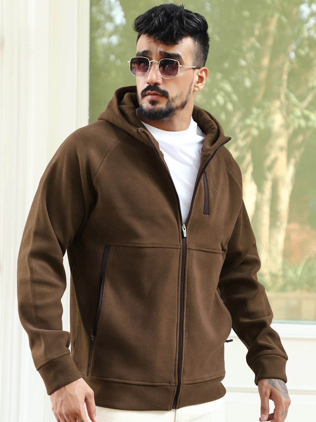 Wayfarer Dark Brown Velvet Zipper Hoodie