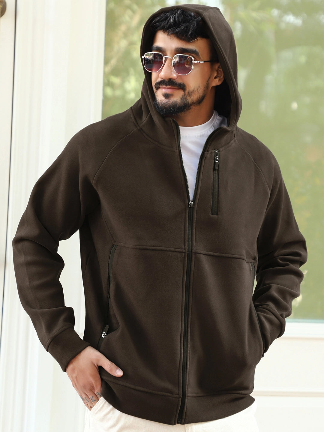 Wayfarer Coffee Velvet Zipper Hoodie