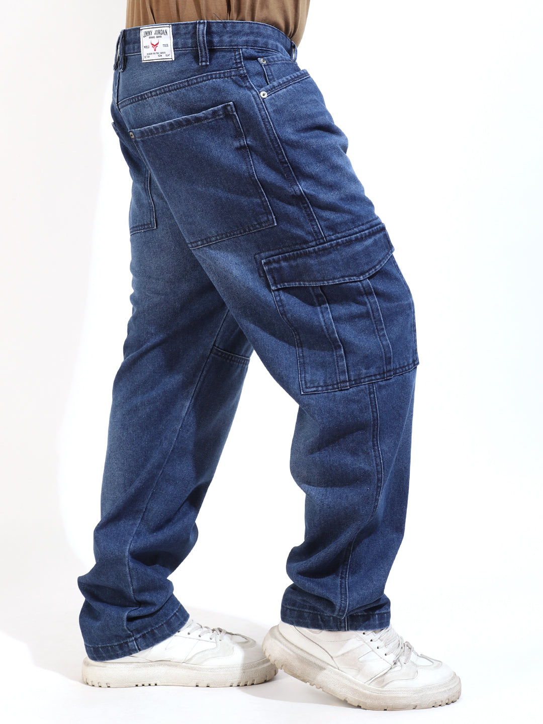 Blue Baggy Fit Denim Cargo