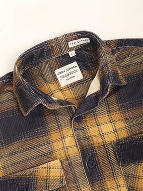 Corduroy Yellow Checkered Full Sleeve Shirt