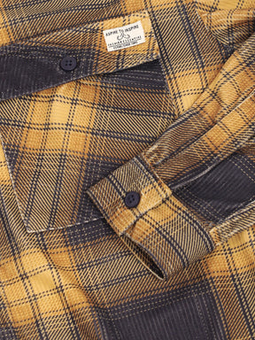 Corduroy Yellow Checkered Full Sleeve Shirt