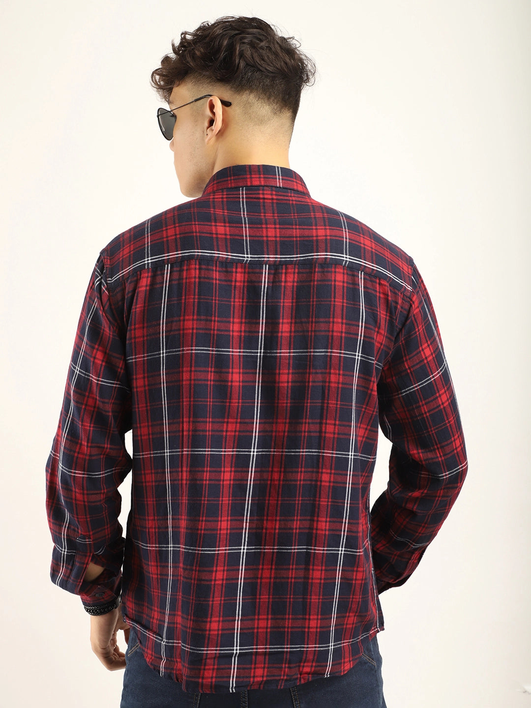 Brushd Checkerd Red Full Sleeve Shirt