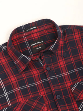 Brushd Checkerd Red Full Sleeve Shirt