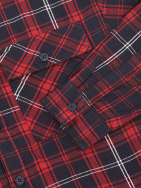 Brushd Checkerd Red Full Sleeve Shirt