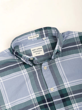 Massimou cotton Sky Blue Check Shirt