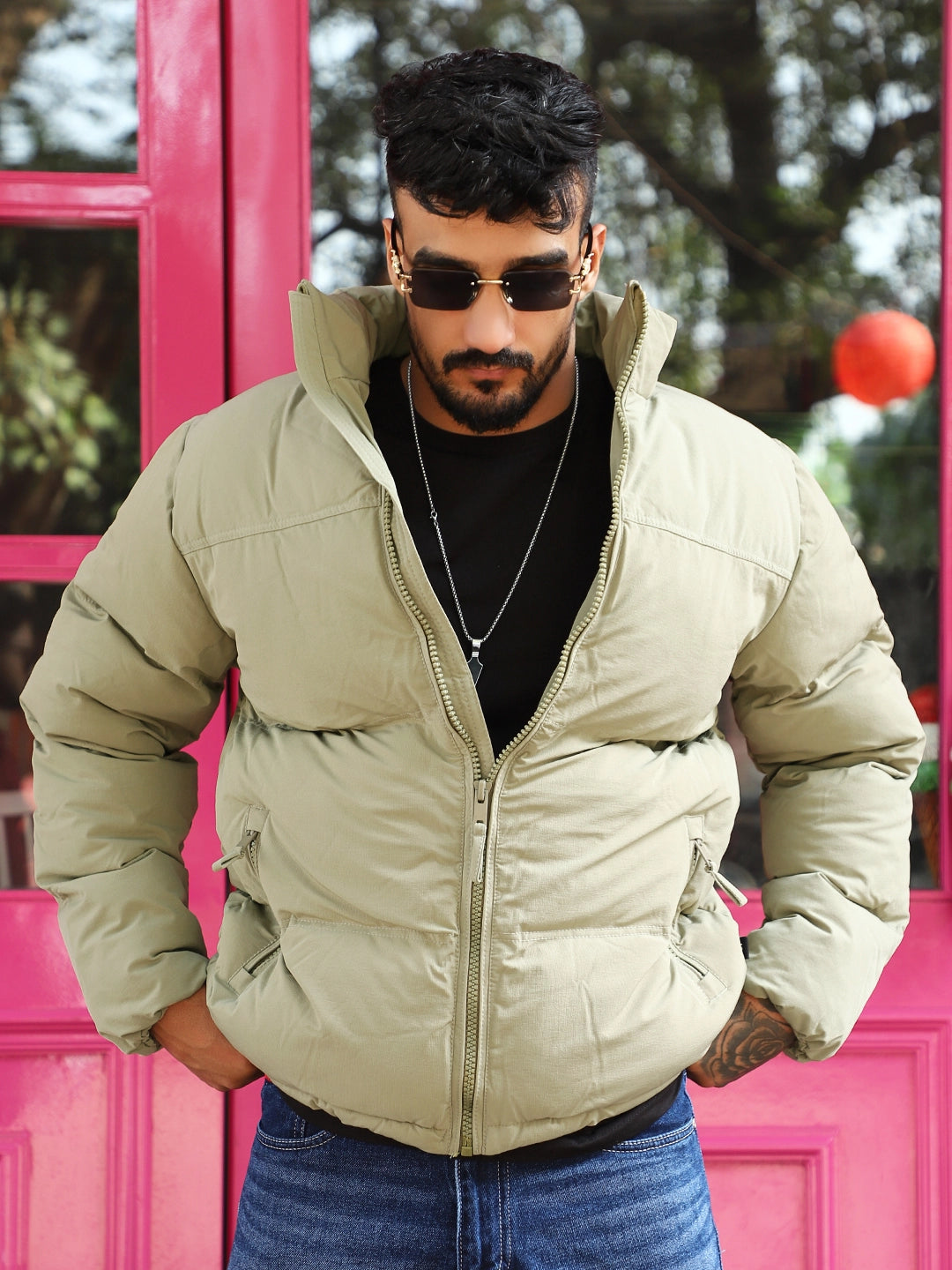 Oxford Street Style Light Umber Brown Puffer Jacket