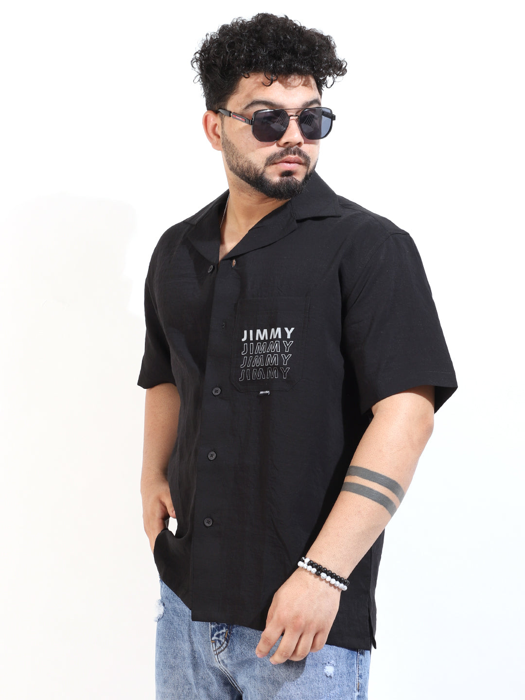 Softcrush Black Half Sleeve Shirt