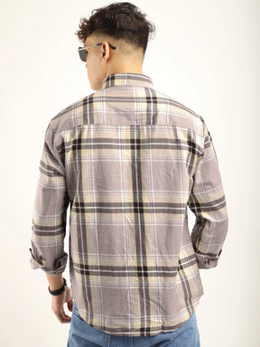 Massimou cotton Beige Check Shirt