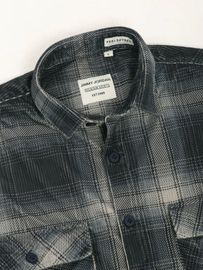 Corduroy Dark Grey  Checkered Full Sleeve Shirt