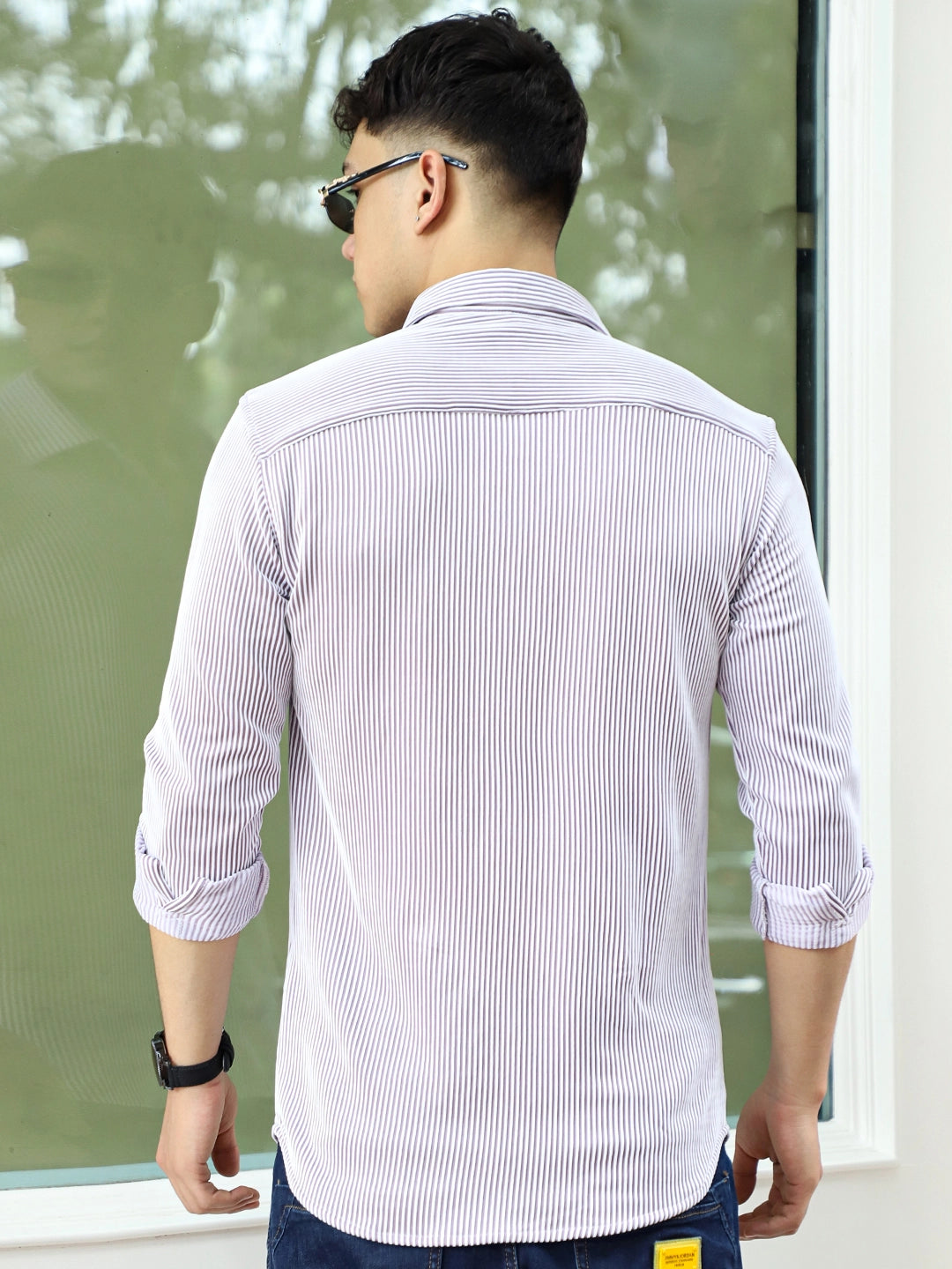 Sogno Lucido Purple Striped Full Sleeve Shirt