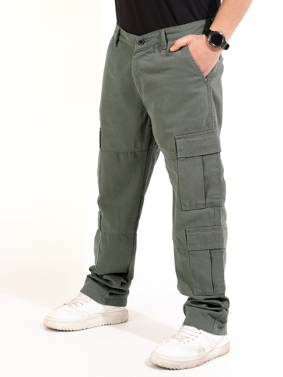 Low-waisted cargo trousers - Light khaki green - Ladies | H&M IN