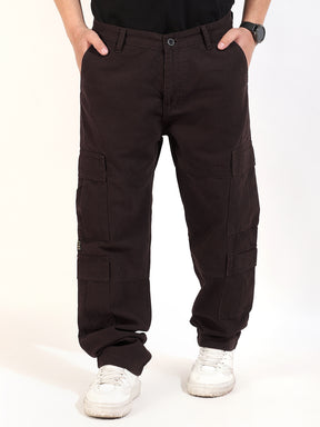 Coffee Cotton Drill Baggy Fit 8 pocket Cargo