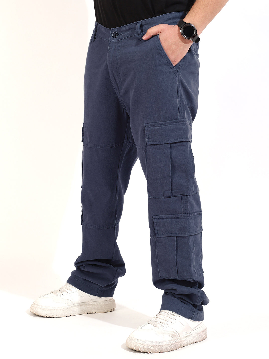 Ash Grey Cotton Drill Baggy Fit 8 pocket Cargo