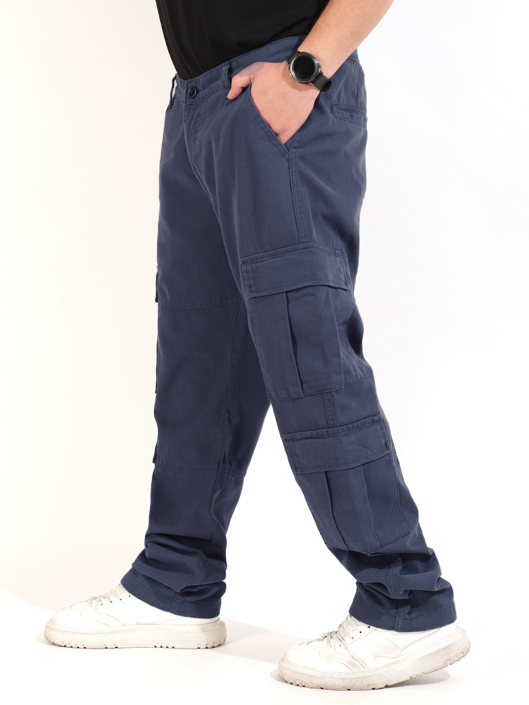 Ash Grey Cotton Drill Baggy Fit 8 pocket Cargo