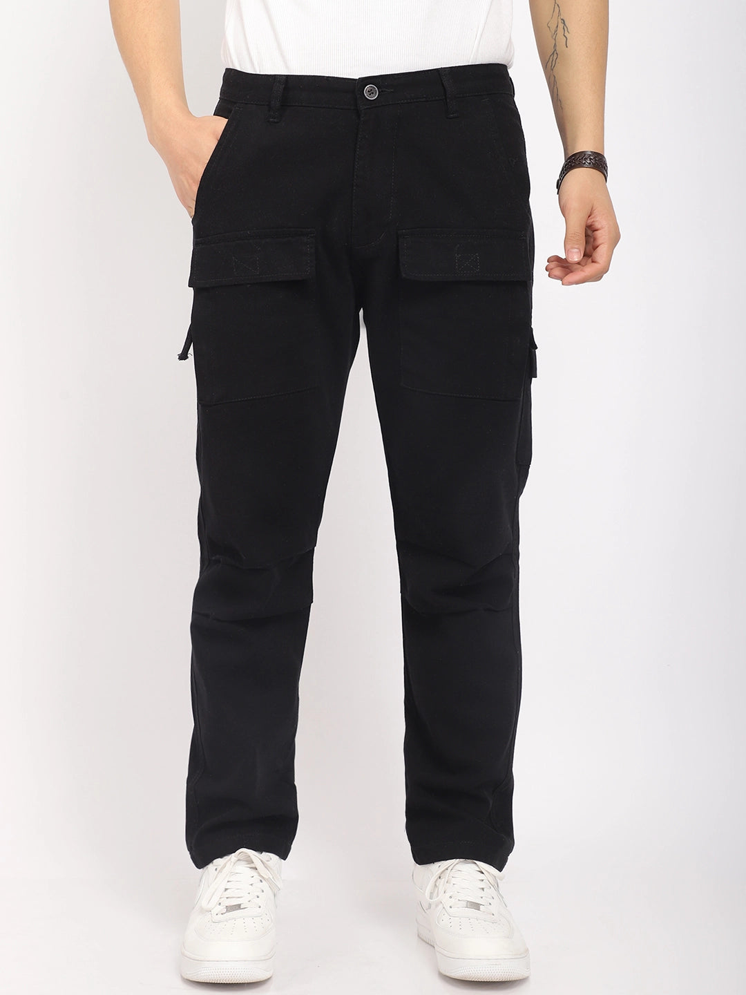 Riverside Black Cotton Plus Size Cargo