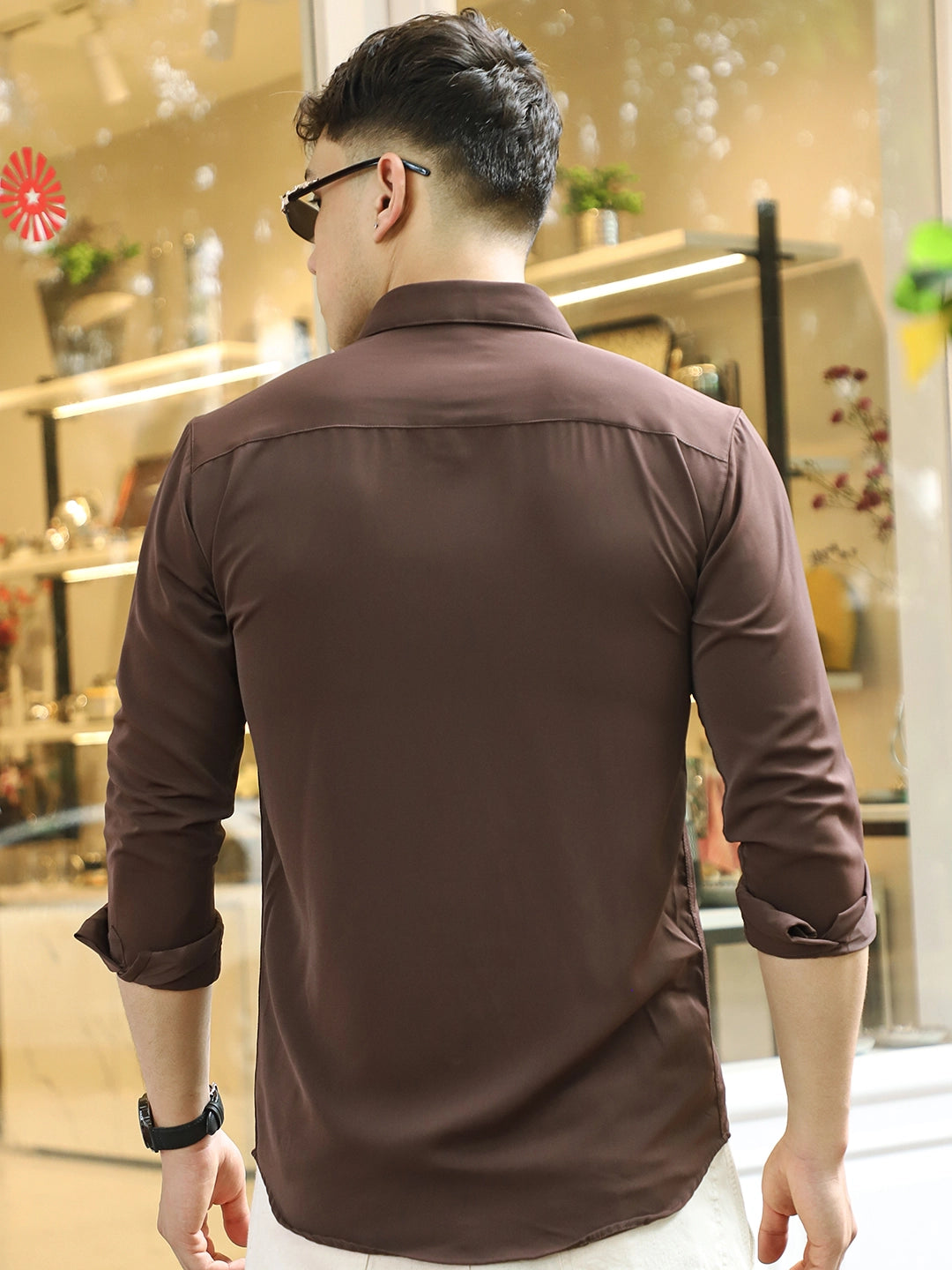 Oro Nero Brown Full Sleeve Plain Shirt