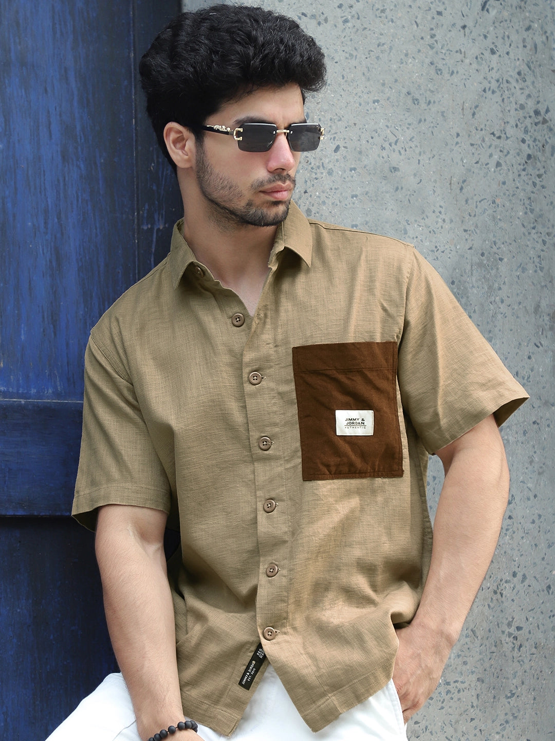 Eclipse Camel Brown Half Sleeve Shirt