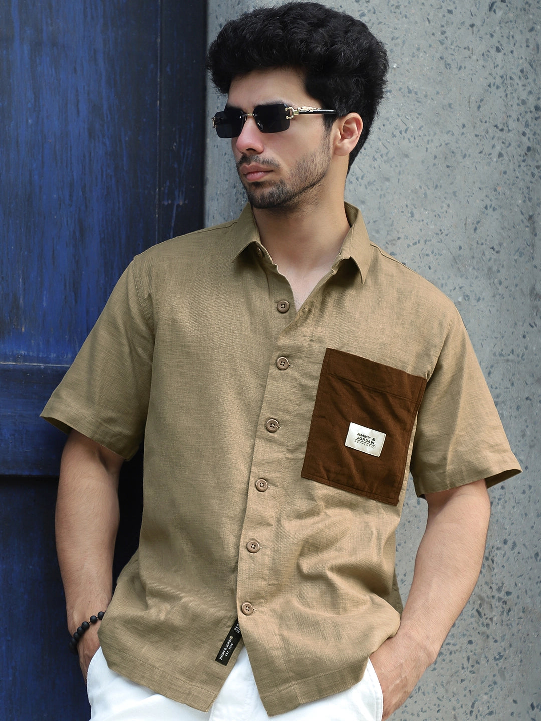 Eclipse Camel Brown Half Sleeve Shirt