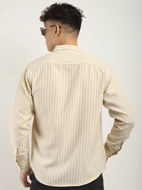 Fabric Linen Beige Stitch Full Sleeve Shirt