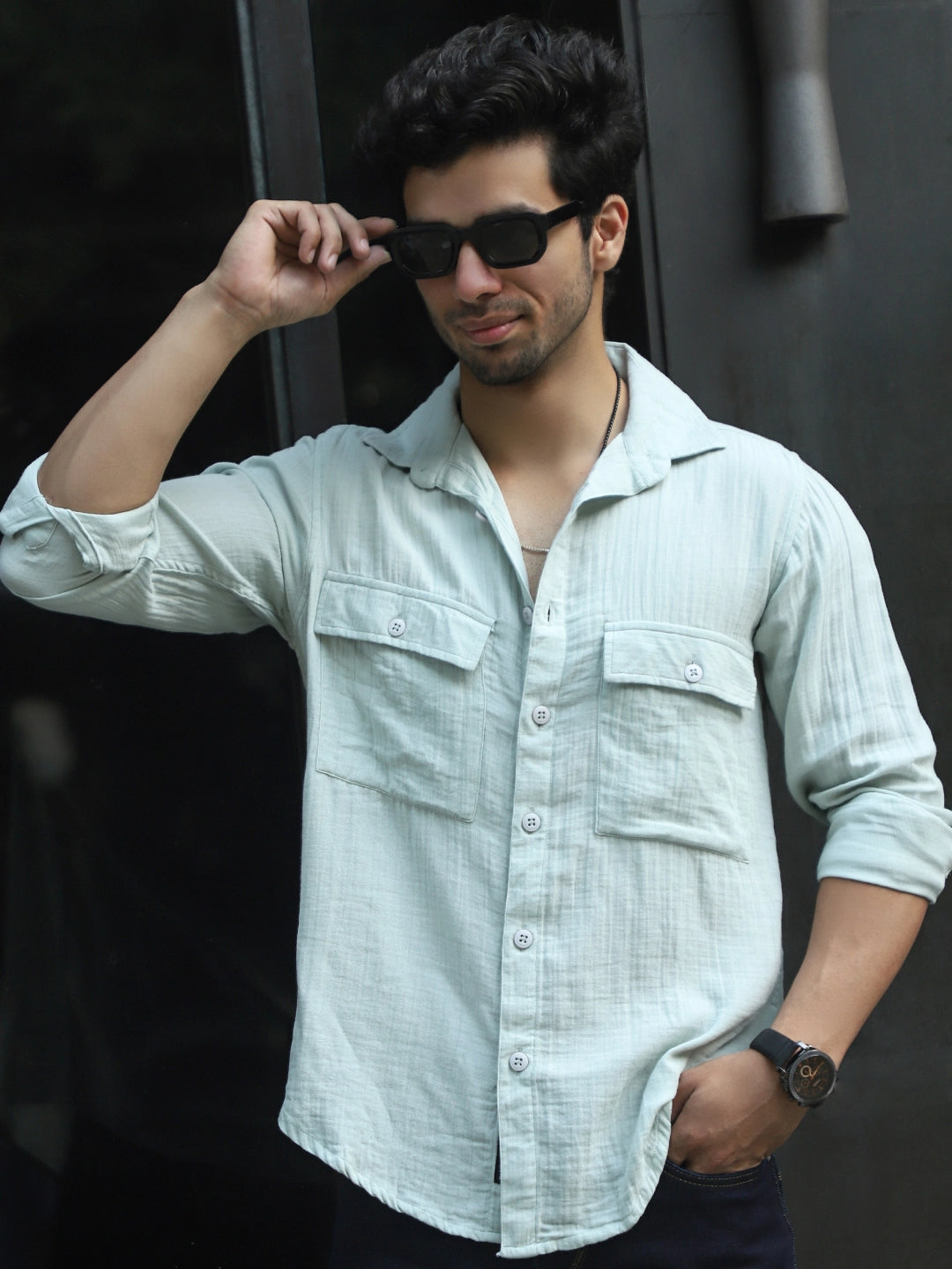 Vero Vibe Lucas Double Clothe Teal Green Shirt