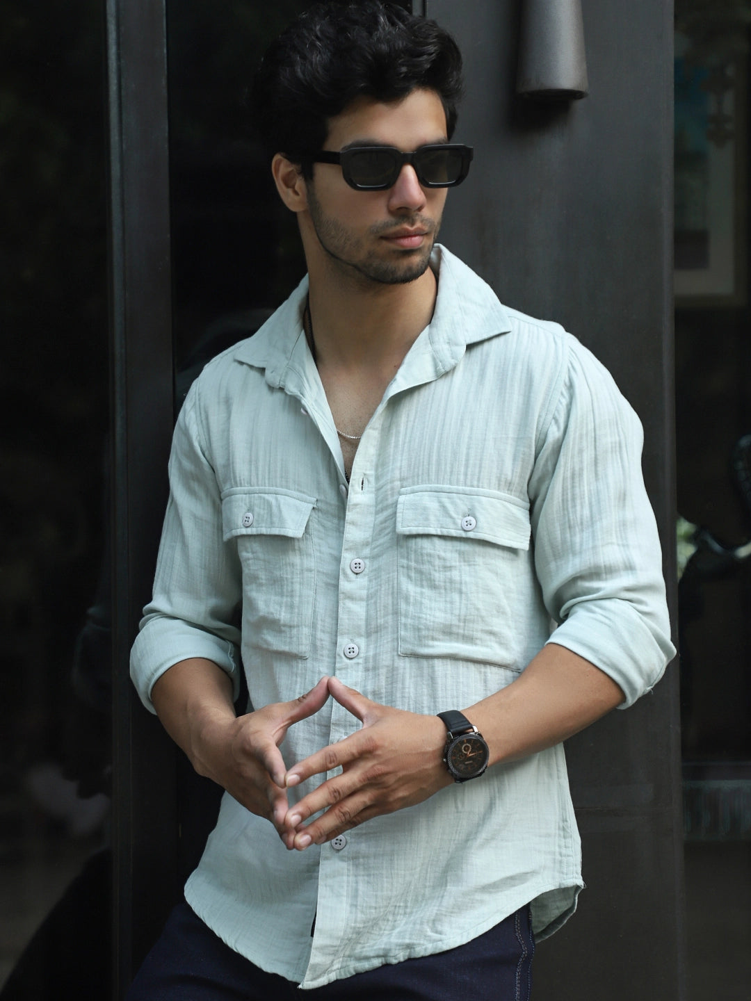 Vero Vibe Lucas Double Clothe Teal Green Shirt