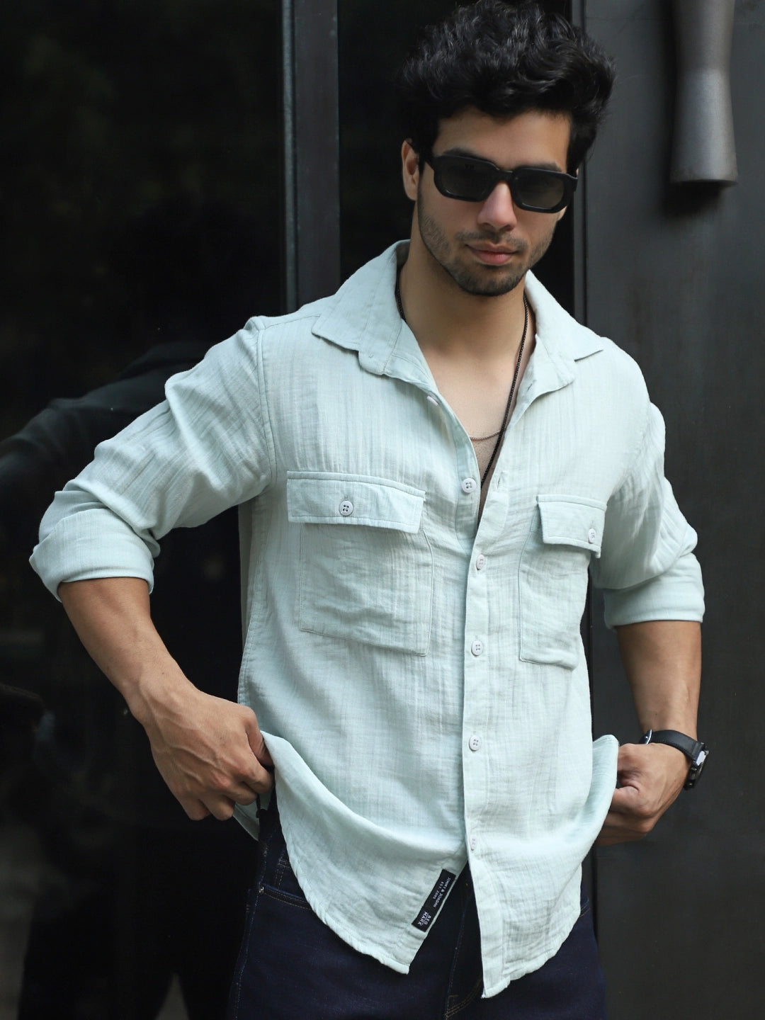 Vero Vibe Lucas Double Clothe Teal Green Shirt