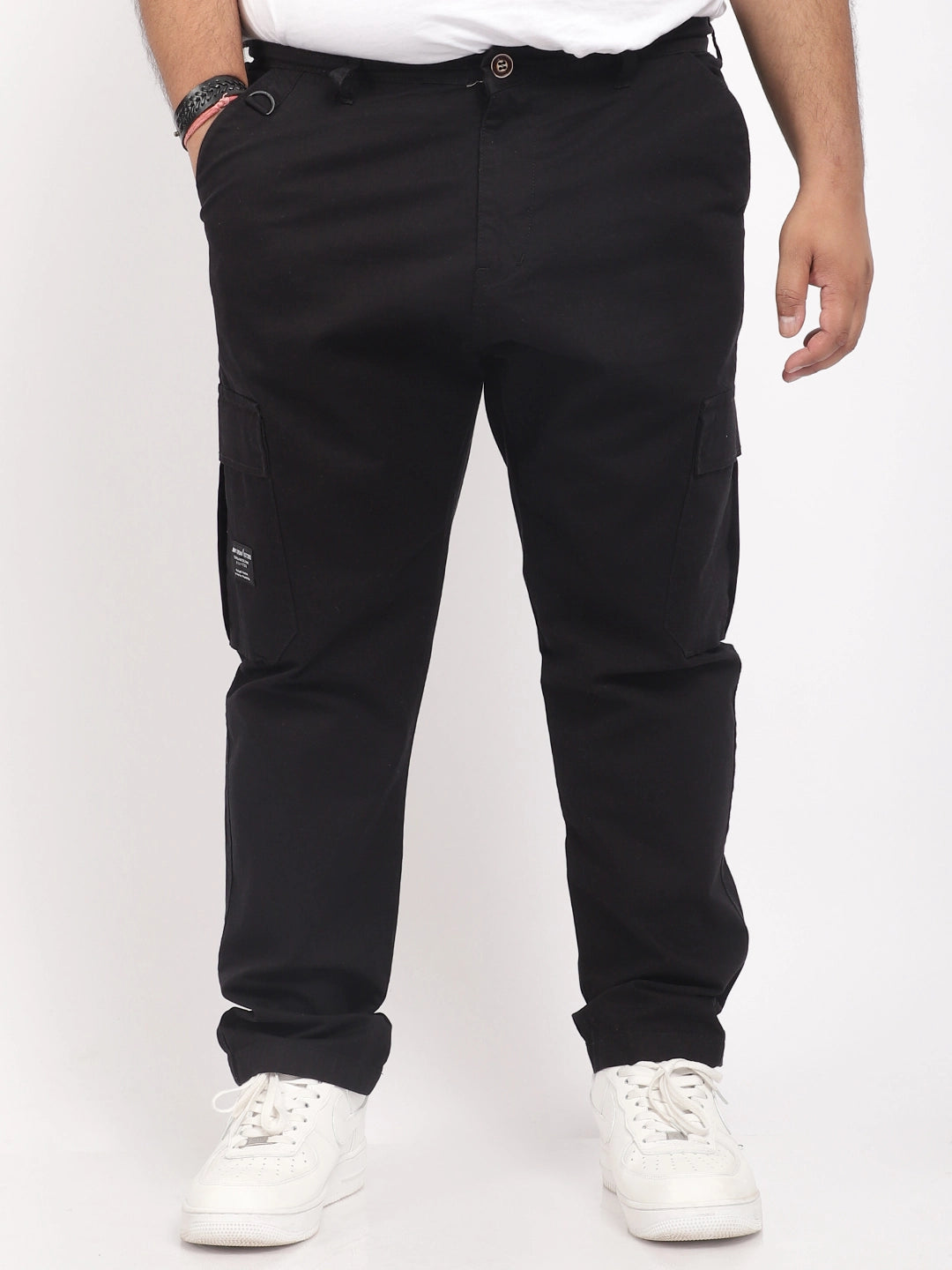 Black Cotton Cargo Men
