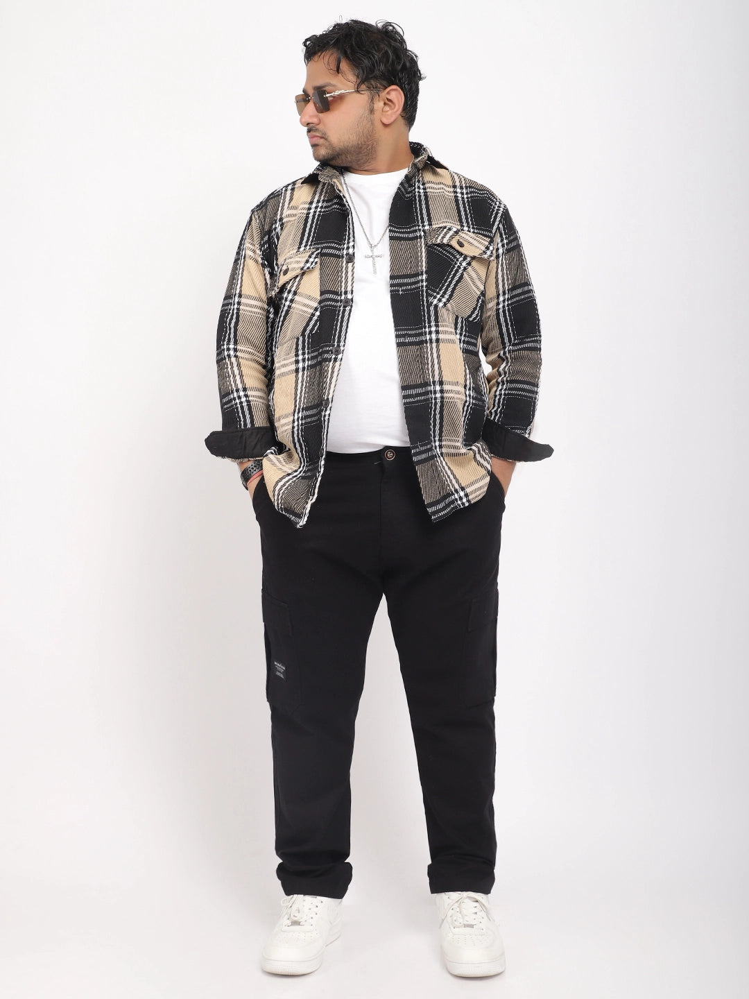 Black Cotton Cargo Men