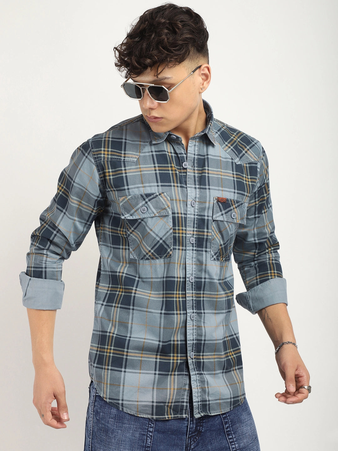 Check Sky Blue Full Sleeve Shirt