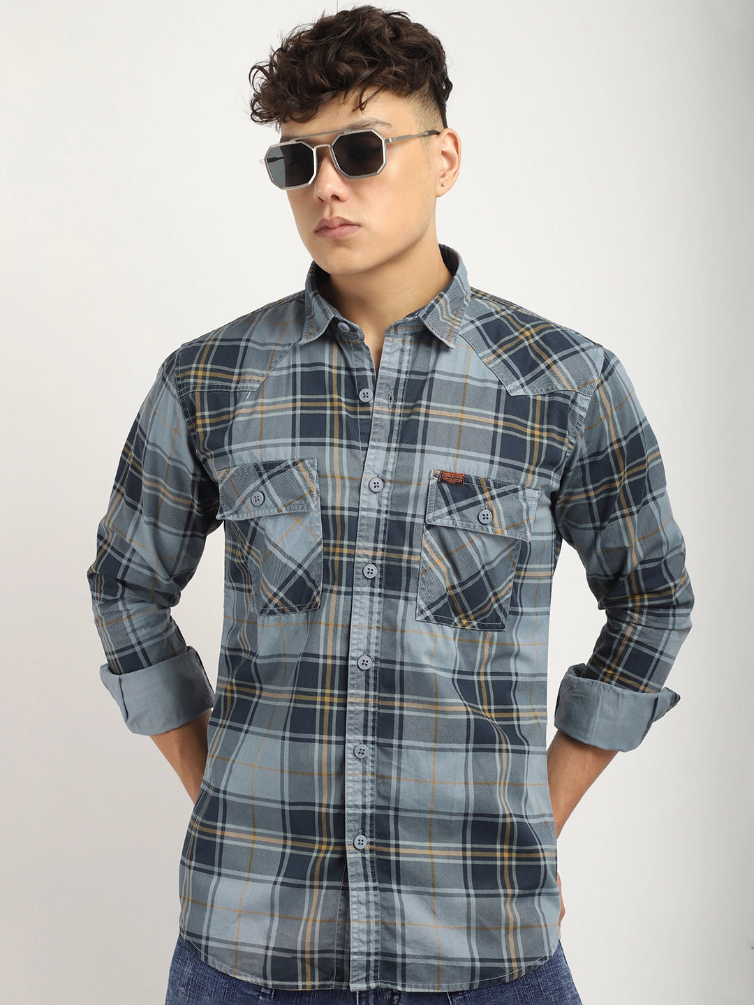 Check Sky Blue Full Sleeve Shirt