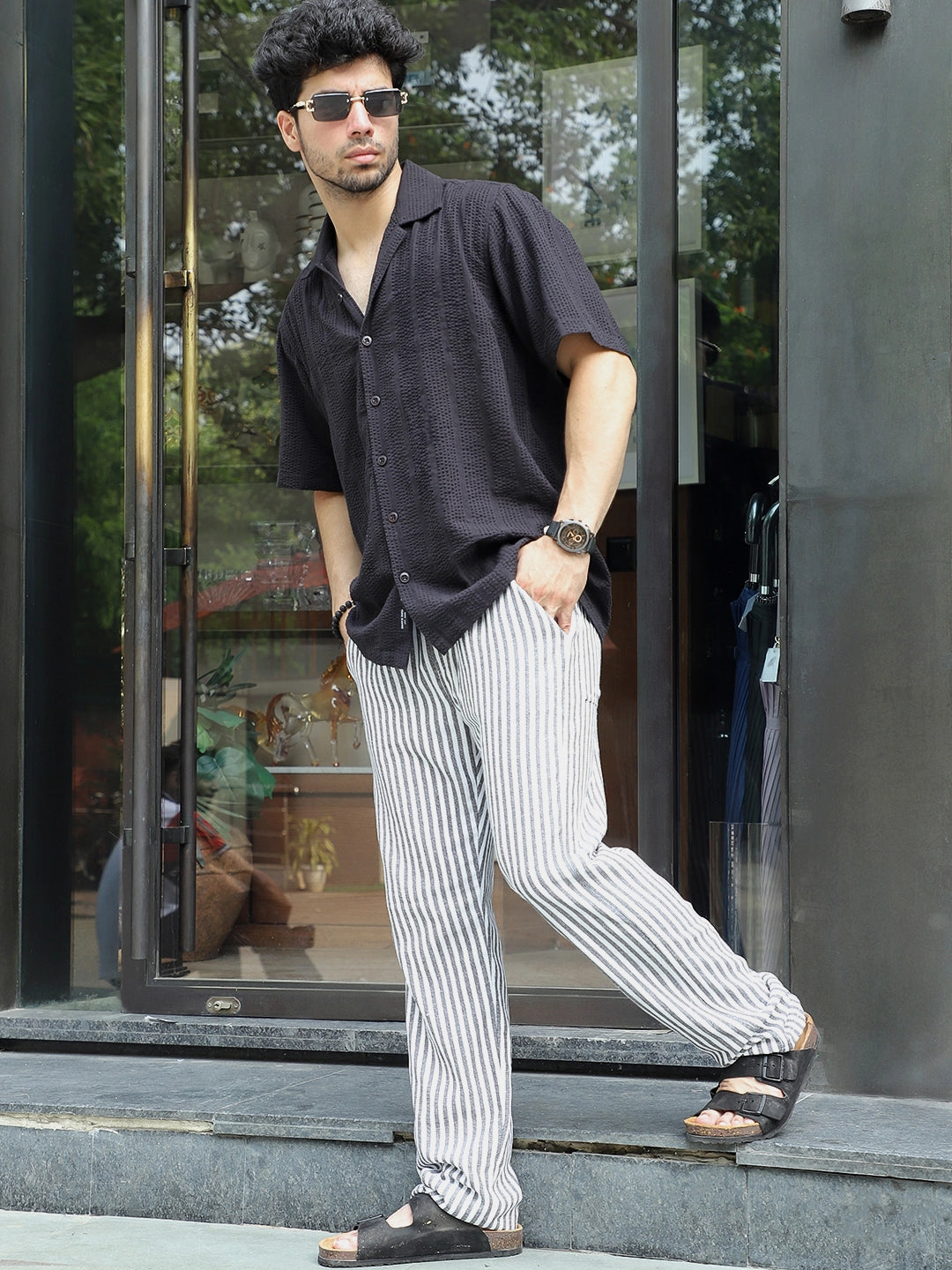 Ivory Line Black Trousers