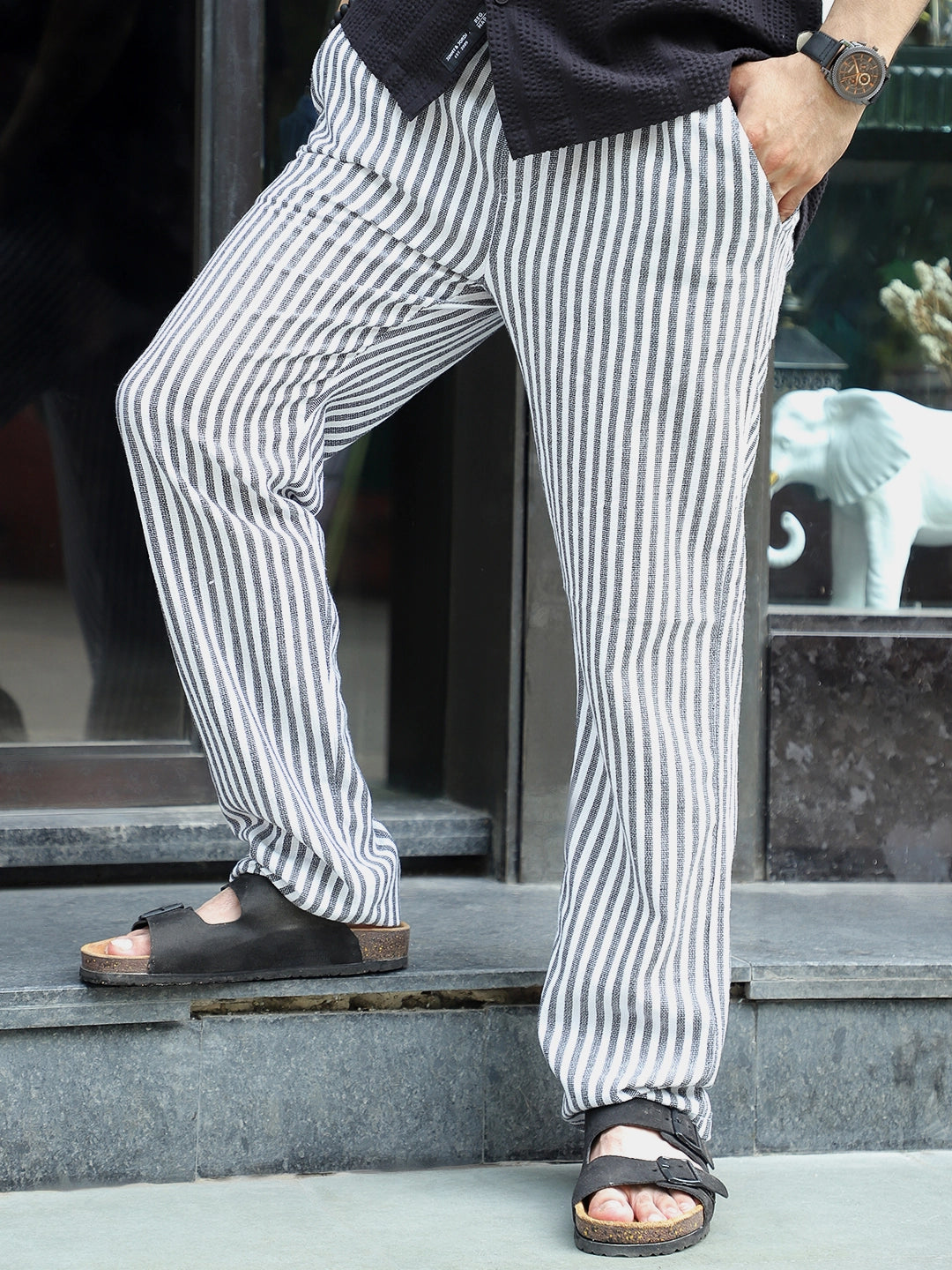 Ivory Line Black Trousers