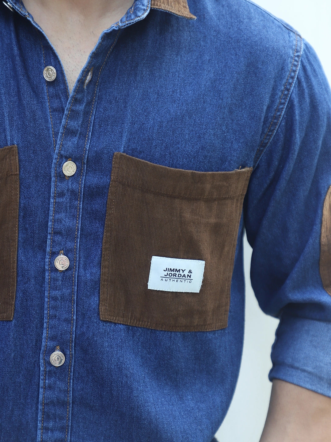 Fade Fit Night Blue Washed Corduroy Denim Shirt