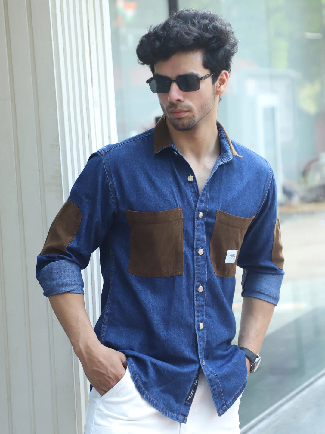 Fade Fit Night Blue Washed Corduroy Denim Shirt