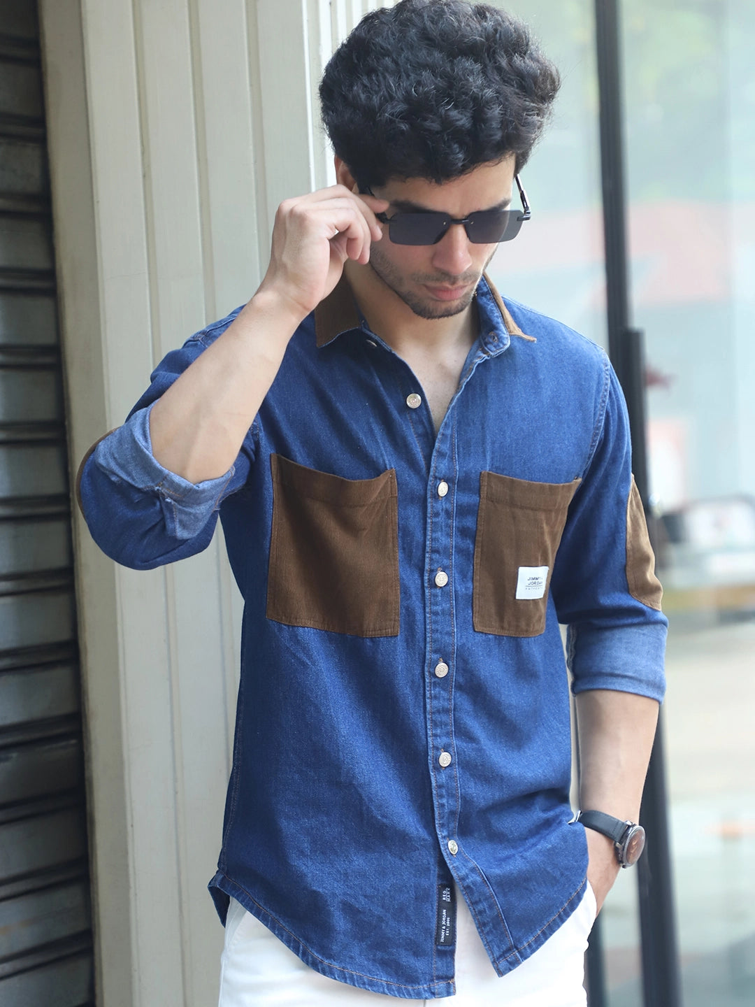 Fade Fit Night Blue Washed Corduroy Denim Shirt