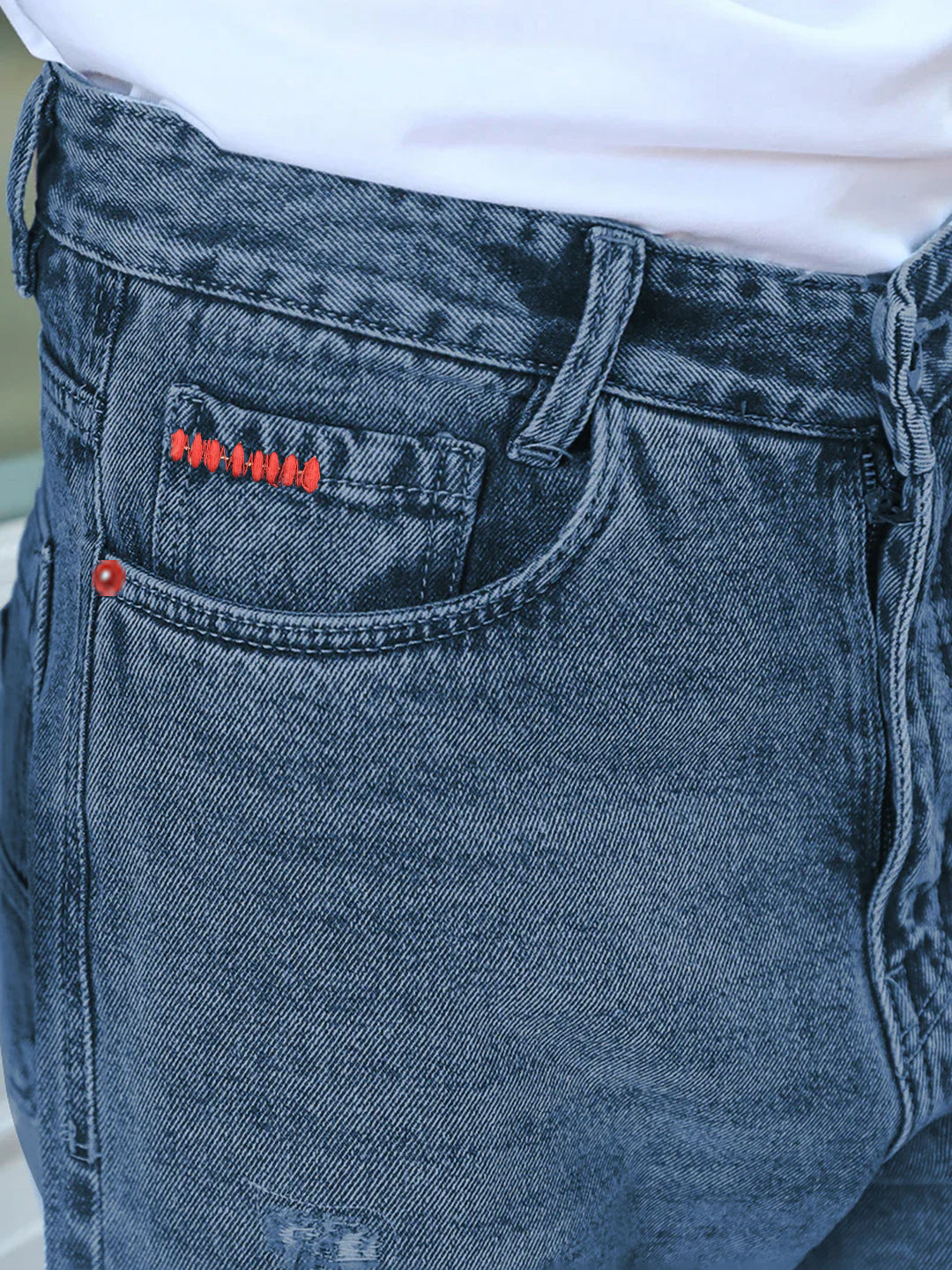 Raw Edge Light Blue Baggy Fit Jeans