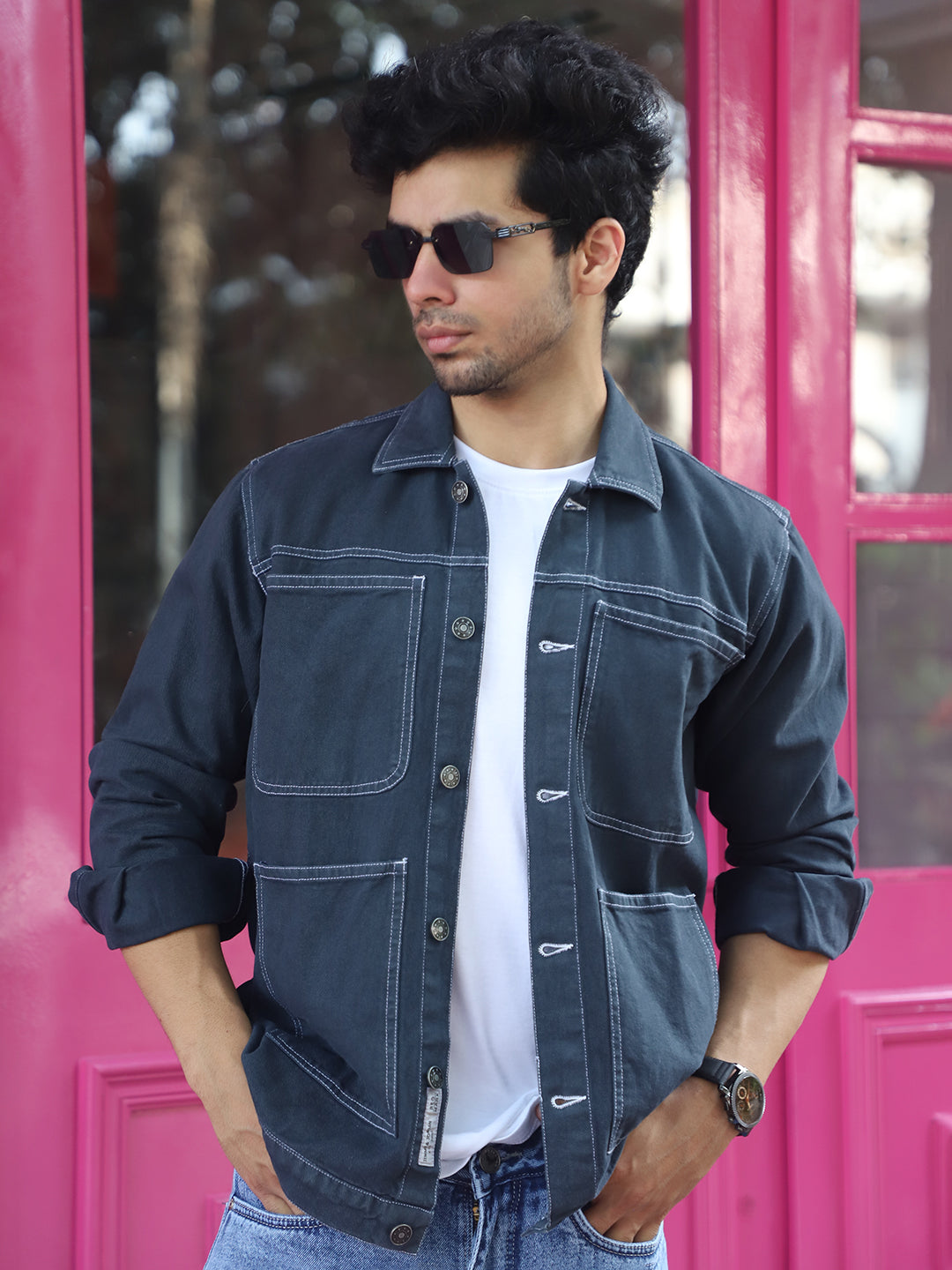 Bullet Fade Slate Grey Denim Shirt