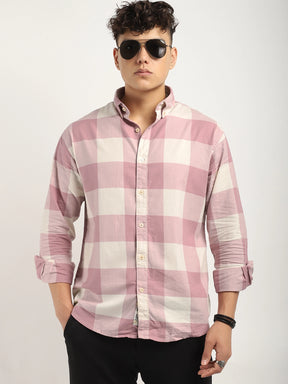 Ornate Square Pink Checked Shirt