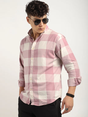 Ornate Square Pink Checked Shirt