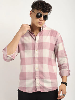 Ornate Square Pink Checked Shirt