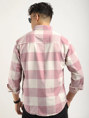 Ornate Square Pink Checked Shirt