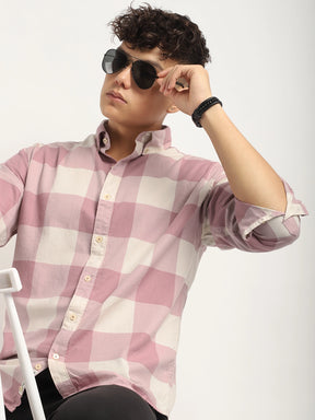 Ornate Square Pink Checked Shirt