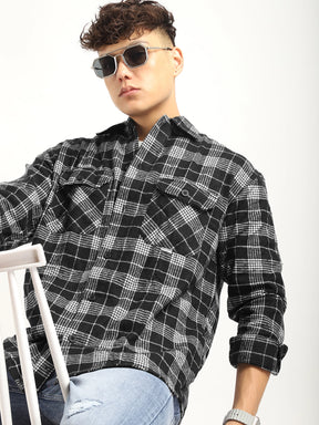 Fabric Falanel Check Black Full Sleeve Shirt