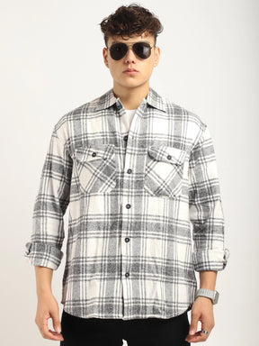 Fabric Falanel Check White Full Sleeve Shirt