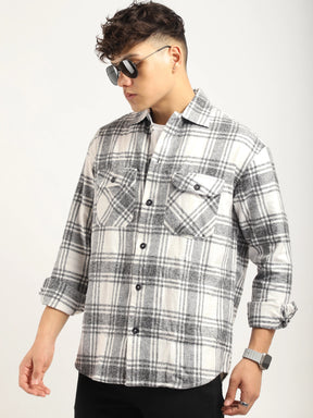 Fabric Falanel Check White Full Sleeve Shirt