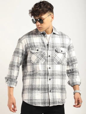 Fabric Falanel Check White Full Sleeve Shirt